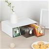 Kievano Cassetto Porta Tè Bianco 23×17×8 cm | Teebox Trasparente con 3 Cassetti | Organizer Impilabile in Plastica PP | Per Tè, Caffè, Spezie e Piccoli Oggetti in Cucina/Ufficio/Bagno