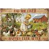 GLOBLELAND Targa in metallo vintage con scritta And She Lived Happily Ever After, con scritta in lingua inglese And She Lived Happily Ever After, divertente decorazione da parete per fattoria