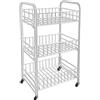 FOFO Carrello Cucina Carrellino Trolley Multiuso Porta Frutta Portaverdura Portatutto Carrello Salvaspazio in Metallo con 3 Cestini Rettangolari 4 Ruote 3 Colori 41 x 26 x 64 cm (Bianco)