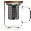 OGO LIVING - tisana gustave 450ml - 7912005 - Ideale per tè, tisane, infusi e rooibos - tazza da tè in vetro e coperchio in legno di acacia