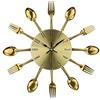 Timelike Orologio da parete in metallo e rame, con cucchiai e forchette, 3D, rimovibile, moderno, creativo, con posate da cucina, cucchiaio, forchetta, orologio da parete per un'ottima decorazione per la casa