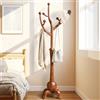 Bekrvio Appendiabiti in legno massiccio, altezza 180 cm, con 8 ganci, design a forma di albero, base sferica, portata fino a 75 kg, corridoio, ingresso, camera da letto, teak marrone