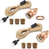 LQUNFYL 2 kit lampada bottiglia, 240 cm corda di canapa cavo, ceramica portalampada E27, supporto lampadina per bottiglia, 3 tappi morbidi, adattatore per bottiglia per diverso paralume, oro rosa