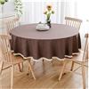 CIEEIN CIEHT Cotone Lino Tovaglia Rotonda Diametro 90cm-280cm Lavabile Lavatrice Hotel Ristoranti Conferenze Eventi Feste Copritavolo Marrone Scuro Diametro 160cm