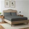 Pizuna Linens Pizuna Set lenzuola angoli matrimoniali 3pz 160x200cm 400fili cotone Grigio | Set lenzuola 100% cotone a fiocco lungo, 160x200 cm, colore Grigio Scuro, 400 fili - angoli, sopra, 2 federe