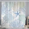 ASDCXZ Maritim Tenda da doccia 90x180 cm, Blu Turchese Giallo Animali marini Stelle di mare Concha Corallo Nautica Tende da bagno Lavabili in poliestere Tessuto Impermeabile per vasca da bagno con 6