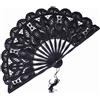 DiKasa Ventaglio in macramè Nero con Struttura in Legno e Cordoncino in Cotone, Accessorio Decorativo Artigianale, Altezza 22 cm