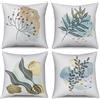ASDCXZ Set di 4 Federe per Cuscino Boho 40x40 cm, Arte Moderna Astratto Boho Foglie Oro Bianco Cuscini Decorativi Federe per Cuscini Lavabili Poliestere Lino Tessuto Fodera per Cuscino per Testa