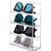 DAKLUNAR Scatola porta occhiali con 4 cassetti, Contenitore per occhiali espositore in plastica portaocchiali perfetto porta gioie o porta cosmetici trasparente per occhiali da sole o da vista