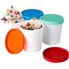 TOOSOAR Vaschette per Gelato da 1 L - 4 Contenitori Rotondi con Coperchi in Silicone per Conservare in Congelatore Gelato, Yogurt, Sorbetto Fatto in Casa,Plastica Senza BPA,Lavabili in Lavastoviglie