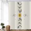 ASDCXZ Tenda da doccia beige 120 x 180 cm, Mid Century astratto, sole, luna, girasole colorato, fiore, foglie, lavabile, in poliestere, impermeabile, tenda da doccia per vasca da bagno con 8 ganci