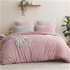 Aisbo Bettbezug 200x200 Wendebettbezug mit 2 Kissenbezügen 65x65 cm (Rosa/Beige)