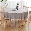 CIEEIN CIEHT Cotone Lino Tovaglia Rotonda Diametro 90cm-280cm Lavabile Lavatrice Hotel Ristoranti Conferenze Eventi Feste Copritavolo Grigio Chiaro Diametro 160cm