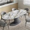 Morbuy 3D Tovaglia Antimacchia Ovale con Elastico, Copritavolo Impermeabile con Bordo Elastico Ovale Tovaglie Antimacchia Lavabili in Lavatrice per Tavolo da Esterno, Giardino (Marmite 7,80x140cm)