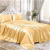 Homiest Set di lenzuola in raso, 4 pezzi, set di biancheria da letto in raso di seta di lusso con tasca profonda, 1 lenzuolo con angoli + 1 lenzuolo di sopra + 2 federe (queen size, oro)