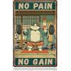 WADORN Targa in metallo vintage con scritta in lingua inglese Cat Gym, 20 x 30 cm, scritta in inglese No Pain No Gain (lingua italiana non garantita), divertente targa motivazionale in metallo