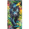 YISUMEI Giungla colorata - Telo mare pantera nero XXL 180 x 90 cm - Asciugamano in microfibra ad asciugatura rapida con tasca, assorbente senza sabbia, asciugamano da viaggio leggero per spiaggia