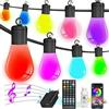 HangYuFly Catena di luci LED da 15 m, per esterni, IP65, impermeabile, colorata, 20 lampadine RGB S14, controllo tramite app intelligente e telecomando, per terrazze, cortili, feste, matrimoni, giardino