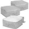 Compactor Scatole per Armadio con Zip in Tessuto, Set Scatole per Vestiti 40 L Grigie, Scatole Sotto Letto Contenitore per Biancheria, Cambio Stagione e Accessori
