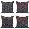 ASDCXZ Federa per cuscino Boho 50x50 cm set da 4, retrò geometrico a righe verde, per divano, decorazione per cuscino, federe lavabili in poliestere e lino, imbottitura piatta, cuscino, motivo-4, 6485