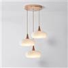 GGBBJJ Lampada a Sospensione a 3 Luci Mid Century Lampadario a Cupola in Vetro Arancione Lampada a Sospensione Vintage Farmhouse Lampadario in Vetro Bianco Latte per Sala da Pranzo Tavolo Camera da L
