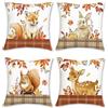 Bonhause Federe per Cuscini Autunno Animali 45 x 45 cm Copricuscini Volpe Cervo Scoiattolo Coniglio Velluto Morbido Federa Cuscino Divano Casa Giardino Decorazione Set di 4