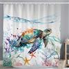 ASDCXZ Maritim Tenda da doccia 120x180 cm, Blu Acquarello Animali Marini Tartaruga Stelle di Mare Nautica Multicolore, Tenda da Doccia Lavabile in Tessuto Poliestere, Impermeabile, per Vasca da Bagno