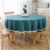 CIEEIN CIEHT Cotone Lino Tovaglia Rotonda Diametro 90cm-280cm Lavabile Lavatrice Hotel Ristoranti Conferenze Eventi Feste Copritavolo Blu Pavone Diametro 140cm