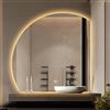ACHZYFT Specchio Da Bagno A Semicerchio Illuminato A LED,specchio Per Il Trucco Da Parete,specchio Intelligente HD A LED,luce A Un Solo Tocco+a Tre Colori+abbassamento C(Size:50cm,Color:Sottosquadro destro)