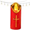 Generico Candela LED Senza Fiamma con Croce Dorata - Lume Funebre a Batterie Tremolante | Cero Commemorativo per Cimitero Chiesa Preghiera | Decorazione Religiosa Tomba Esterno Riutilizzabile