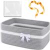 Bcuuozeeing Cesto portaoggetti intrecciato - 34,5 x 25,5 x 15 cm in tessuto con manici, cestino regalo vuoto, organizzatore in cotone per asciugamani, per bagno, camera da letto, cameretta dei bambini, soggiorno