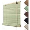 Generic Tenda da Sole per Esterno in Bambù con Arrotolamento a Carrucola, Tapparella Avvolgibile per Balconi e Giardino, Protezione Solare, Protezione della privacy(Verde,W110xH160cm)