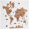 Creatifwood Mappa del Mondo in Legno 2D da Parete - Decorazione Murale Naturale - Planisfero in Legno - Kit DIY con Adesivi Inclusi - Idea Regalo per Amanti dei Viaggi (Dark, 100L x 70l cm)
