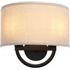 JIMUBEAM Applique a 2 luci con paralume in tessuto di lino stile industriale, lampade a doppia parete per corridoio camera da letto soggiorno bagno scala