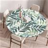 Morbuy Tovaglia Rotonda Antimacchia con Bordo Elastico, Motivo Foglia 3D Tovaglia per Tavolo Rotondo Copritavolo Impermeabile Copri Tavolo per Decorative (Foglia verde,Diametro 150cm)