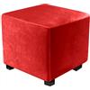 XGANGM Velluto Copri Pouf Quadrato Elasticizzato Copri Pouf Ottomano Quadrato e Copridivano Fodera Pouf, per Small 36/38/40/45/50/60cm Quadrati Poggiapiedi,Rosso,14x14inch