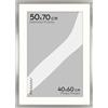 FRAMAI® Cornice per foto 50x70 cm in argento - con passepartout - Cornice in legno MDF, plexiglass infrangibile, ecologica, con sospensione e supporto, formato verticale e orizzontale