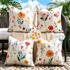 Velvhom Federe per cuscini 50x50 cm set di 4, per primavera ed estate, motivi di fiori primaverili multicolori, impermeabili, per divano, giardino e terrazza
