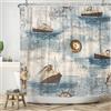 ASDCXZ Tenda da doccia marittima 180x220 cm, vintage blu registro di bordo bussola barche a vela estate marittimo bagno lavabile tende da doccia poliestere tessile impermeabile tenda da doccia per