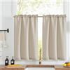 TOPICK Vangao Tende per Interni Beige 70 x 60 cm 2 pezzi Moderne Tende Cucina Corta con Passanti Tenda Finestre Piccole da vetro per soggiorno Bagno Bistrot per Casa Poliestere