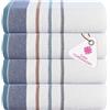 CASA COPENHAGEN Set Regalo di Asciugamani Designer White Bay da 4 Pezzi - 100% Cotone Egiziano - Grigio (Denim) (600 g/m², 60 x 40 cm) - 4 Asciugamani da Bagno (Set Regalo per Uomo e Donna)