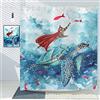 ASDCXZ Tenda da doccia Gatto 120x200 cm, Divertente Gatto Tartaruga Grifone Pesce Acquarello Blu Oceano Lavabile in Tessuto da Bagno Tende da Doccia in Poliestere Tessuto Impermeabile Tenda da Doccia