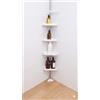 Generico Mensola Doccia Angolare Telescopica (70-320cm), 4 Ripiani Regolabili, Asta in Acciaio Inox Antiruggine senza Fori, Carico 15kg, Bianco - Salvaspazio Bagno