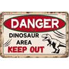 Penitue Cartello Dinosauri, 30x20cm Decorazione da Parete in Metallo Retrò a Forma di Dinosauro Divertente Accessorio Decorativo in Latta Vintage Adatto per Camera Letto Soggiorno Cameretta Bambini