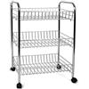 FOFO Carrello Cucina Carrellino Trolley Multiuso Porta Frutta Portaverdura Portatutto Carrello Salvaspazio in Metallo con 3 Cestini Rettangolari 4 Ruote 3 Colori 41 x 26 x 64 cm (Silver)