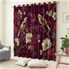 Generic Set di 2 tende oscuranti in stile cinese vintage, motivo floreale botanico, con occhielli, colore bordeaux, isolamento termico per soggiorno, camera da letto, 260 x 140 cm (altezza x larghezza)