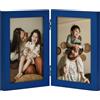 decorUhome Cornice portafoto doppia verticale 4x6, cornice ingegnerizzata in legno pieghevole con plexiglass per esposizione su tavolo, 10x15 cm, blu reale