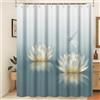 Xiaoterna Tenda da doccia Spa Bianco fiori di loto carino libellula tenda da bagno Loto in fiore Impermeabile Resistente a muffa e funghi Tenda da doccia lavabile in lavatrice 120x200cm