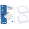 CLAR HYBEC - Plafoniera LED Soffitto Quadrata, Lampade Soffitto, Plafoniera LED Esterno, Lampadario Bagno, Plafoniere a LED, Lampada Cucina, LED Bagno 6500ºK, 20W (Pack 2)
