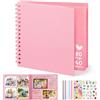 DazSpirit Album Fotografico Personalizzabile 10 Pollici, 80 Pagine, Rosa | Scrapbook Quadrato con Copertina Rigida & 5 Adesivi, Album Fai Da Te e Libro dei Ricordi per Matrimoni Nascite Anniversari